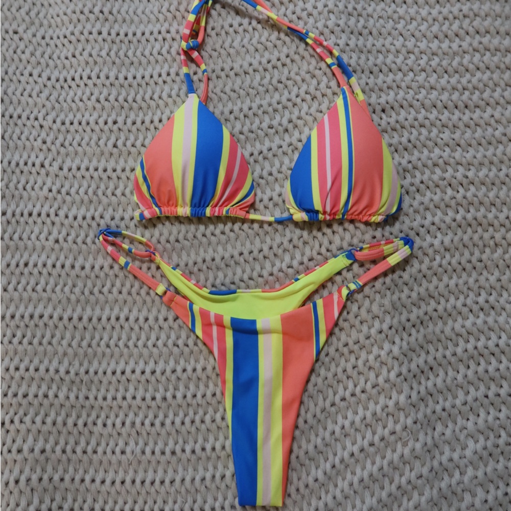 Colorful Striped Bikini Set